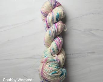 RTS Ready to Ship - CBW1 Worsted yarn base -exact skein shown - 100g 219 yards ultra fine SW Merino-  blue and pink white