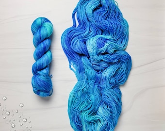 Let the River Run - Hand Dyed Deconstructed Variegated Yarn - lace fingering sport dk worsted Aran or bulky yarn- blue turquoise tonal