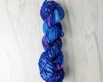 RTS Ready to Ship - Aran Base -exact skein shown - 100g 181 yards fine SW Merino - Aran 3 - blue purple pink