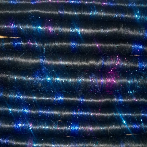 Rolag Puni - Starry Midnight - Black Blue Twinkling Sparkling spinning fiber merino angelina punk blue purple sparkle spinning felting