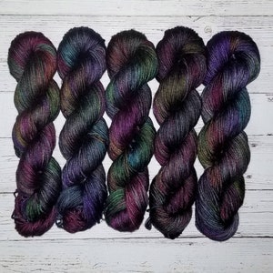 Black Magic - Hand Dyed Variegated Yarn - fingering to worsted weight choose your base