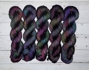 Black Magic - Hand Dyed Variegated Yarn - fingering to worsted weight choose your base