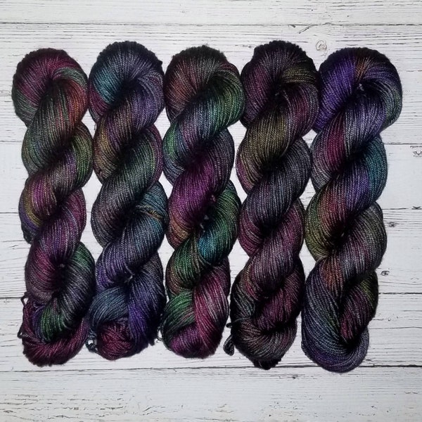 Black Magic - Hand Dyed Variegated Yarn - fingering to worsted weight choose your base