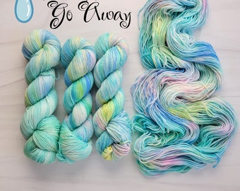 Rain Rain Go Away- Hand Dyed Variegated Yarn- fingering lace worsted - choose your base lullaby nursery rhyme collection -pastel aqua