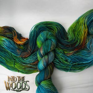 Into the Woods - Hand Dyed Variegated Yarn - fingering to worsted weight choose your base teal green orange brown moss