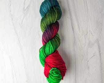 RTS Ready to Ship - W90 Worsted yarn base -exact skein shown - 100g 219 yards ultra fine SW Merino-  Christmas red green