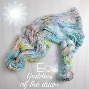 Eos - Hand Dyed Variegated Yarn - lace fingering sport dk worsted aran or bulky weight- Greek goddess pastel blue grey yellow peach pink