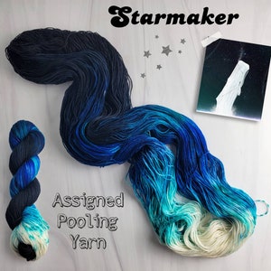 Starmaker - Hand dyed Assigned pooling Yarn - dyed to order choose your base - sock leave aran dk worsted sport bulky -black blue teal white