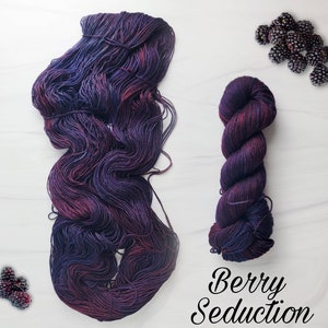 Berry Seduction - Hand Dyed Variegated Yarn - fingering to worsted weight choose your base dark purple blue red