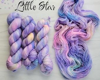 Twinkle Little Star - Hand Dyed Variegated Yarn- fingering lace worsted - choose your base lullaby nursery rhyme collection -pastel purple