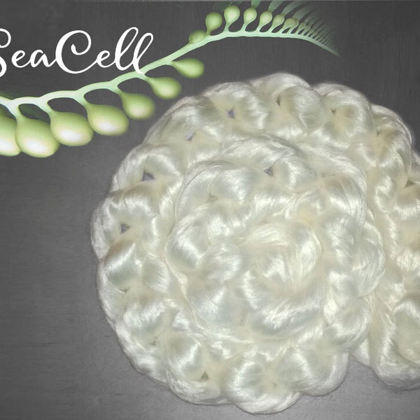 SeaCell fiber - made from seaweed - silky and luxurious -  spinning felting fiber fibre white undyed vegan eco friendly natural cellulose