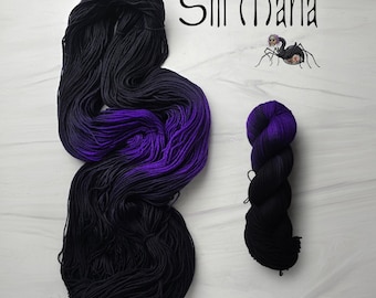 Shi Maria - Hand Dyed Variegated Yarn - fingering lace to worsted to bulky - choose your base- inspired by DCC books black and violet purple