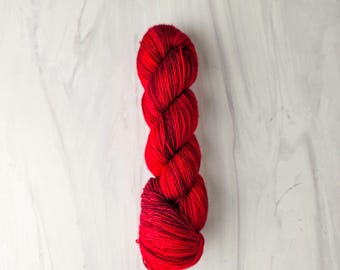 RTS Ready to Ship f1  sock base 3-ply -exact skein shown - 100g 437 yards ultra fine SW Merino Nylon - red