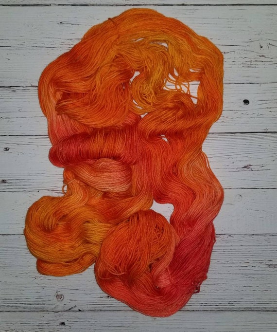 Flowers Yet to Grow - Hand dyed Variegated yarn - Fingering to bulky-  rainbow lime green orange - Transformation Series