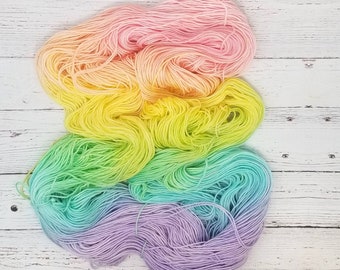 Pastel Rainbow  - Hand Dyed Variegated Yarn - fingering to worsted weight choose your base