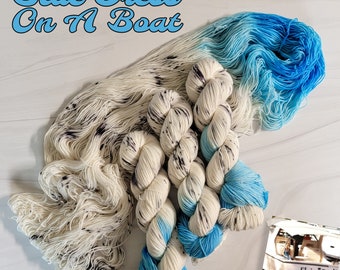 Blue Dress On A Boat - Hand Dyed Variegated Yarn - fingering  worsted bulky- choose your base- white blue black Taylor Swift inspired yarn