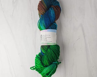 RTS Ready to Ship - P9 DK Weight Yarn pearl base 2 ply -exact skein shown - 100g 246 yards ultra fine SW Merino - green brown teal blue
