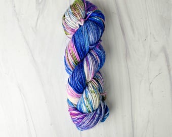 RTS Ready to Ship - SDK12 snuggle DK SW Merino Nylon - exact skein shown - 100g 246 yards - blue purple pink