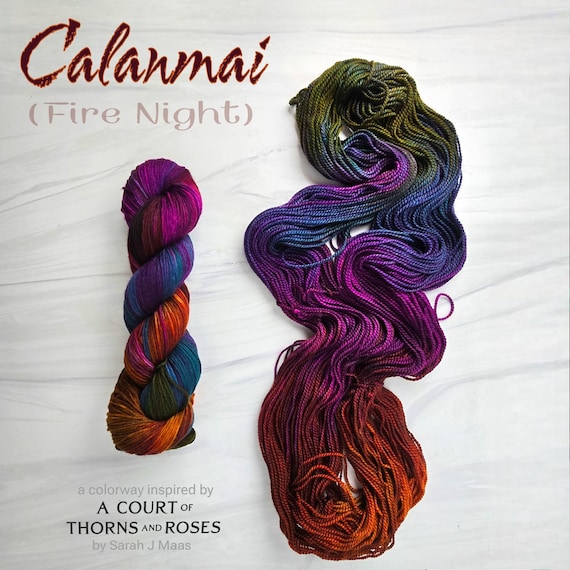 Calanmai - Hand Dyed Variegated Yarn - fingering to worsted weight choose your base acotar Sarah J Maas book inspired pink blue orange