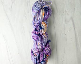RTS Ready to Ship - Aran Base -exact skein shown - 100g 181 yards fine SW Merino - Aran 2 - purple pink blue orange white desert wildflower