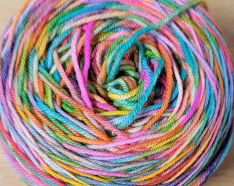 RTS - ready to ship- bright rainbow colors - pre-caked yarn- SW Merino 4 ply - 437 yards fingering sock weight
