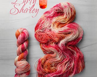 Dirty Shirley - Hand Dyed Variegated Yarn - fingering lace to worsted to bulky - choose your base- inspired by DCC dungeon peach red white