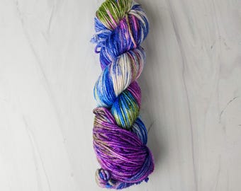 RTS Ready to Ship - SDK13 snuggle DK SW Merino Nylon - exact skein shown - 100g 246 yards - aqua blue purple pink green