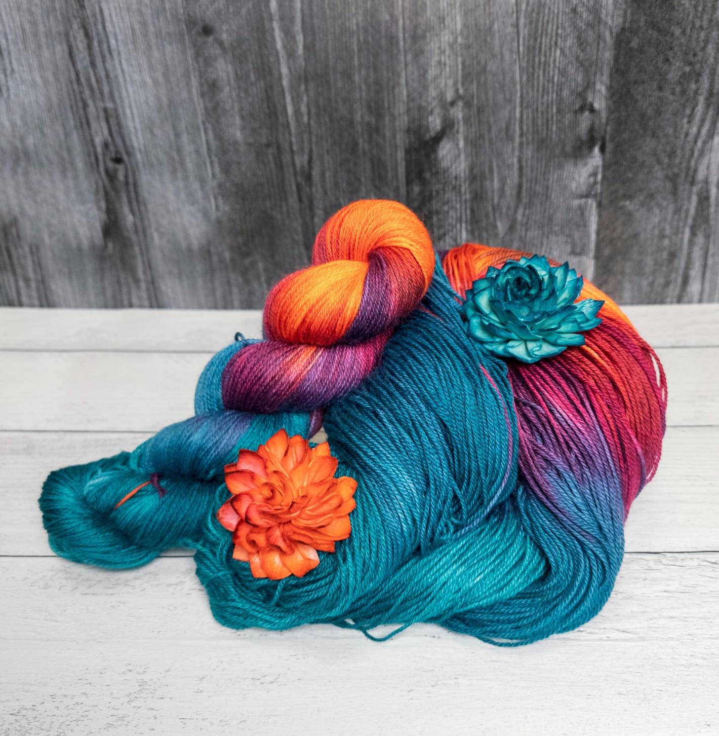 Fire Blooms - Hand Dyed Variegated Yarn - Fingering to Worsted Weight ...