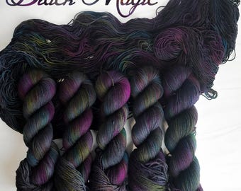 Black Magic - Hand Dyed Variegated Yarn - fingering to worsted weight choose your base