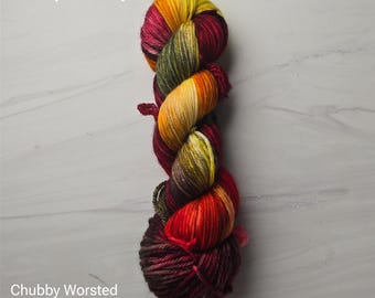 RTS Ready to Ship - CBW6 Worsted yarn base -exact skein shown - 100g 219 yards ultra fine SW Merino-  red yellow orange brown