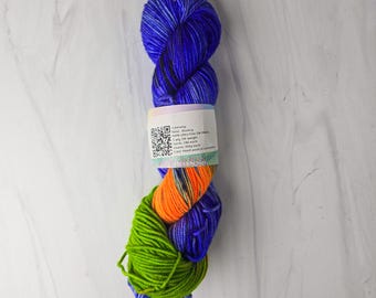 RTS Ready to Ship - P8 DK Weight Yarn pearl base 2 ply -exact skein shown - 100g 246 yards ultra fine SW Merino - purple violet orange green