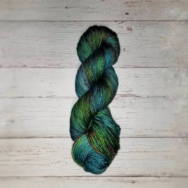 Into the Woods - Hand Dyed Variegated Yarn - fingering to worsted weight choose your base teal green orange brown moss