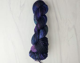 RTS Ready to Ship - SDK19 snuggle DK SW Merino Nylon - exact skein shown - 100g 246 yards - black blue purple