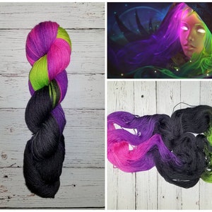 Wicked - Hand Dyed Variegated Yarn - fingering lace to worsted to bulky - choose your base- pink purple black lime green Halloween  colors