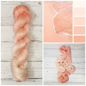 Just Peachy- Hand Dyed Yarn - lace fingering dk worsted bulky - weight choose your base - peach variegated