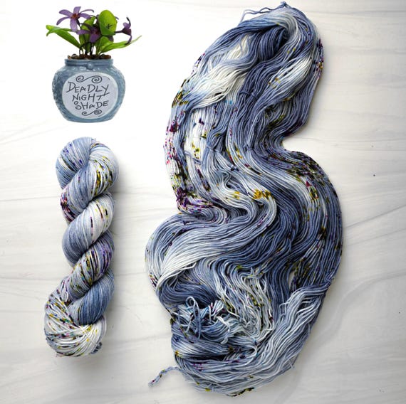 Deadly Nightshade - Hand Dyed Variegated Yarn - fingering to bulky weight choose your base - nightmare before Christmas - grey green purple