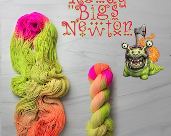 Kandy Bigs Newton  - Hand Dyed Variegated Yarn - fingering lace to worsted to bulky - choose your base - inspired by DCC books green pink