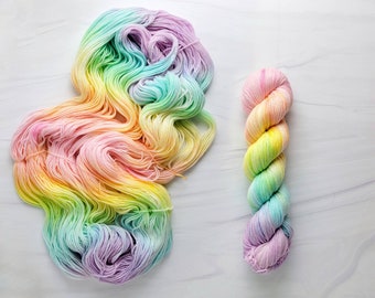 Double Pastel Rainbow  - Hand Dyed Variegated Yarn - fingering to worsted weight choose your base - light roygbiv palindrome color pooling