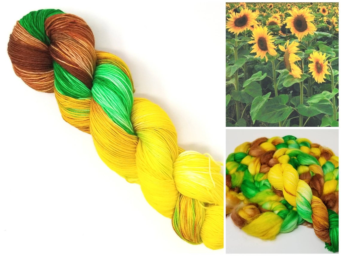 Sunflower Hand Dyed Variegated Yarn Fingering to Worsted - Etsy
