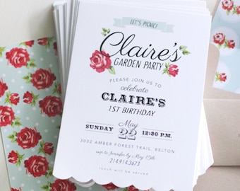 Printable Garden Party invitation - Picnic invitation - First birthday - Farmers Market party - Bridal shower Baby shower - Customizable