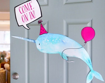 Printable Narwhal welcome sign - Party Like a Narwhal birthday party sign - Narwhal party - Customizable