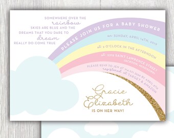 Anniversaire Arc En Ciel A Imprimer Invitation Arc En Ciel Etsy