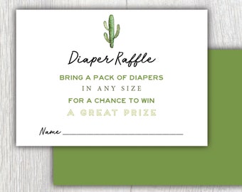 Printable Taco Bout A Baby shower diaper raffle card - Cactus - Taco Party - Cinco De Mayo - Southwestern - Fiesta - Customizable