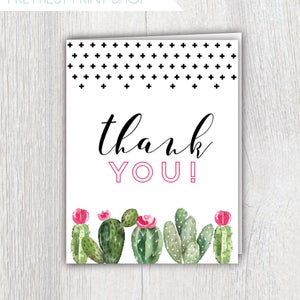 Printable fiesta thank you card - Modern Cactus - Succulents - Bridal shower - Baby shower - Fiesta party - Wedding shower - Customizable