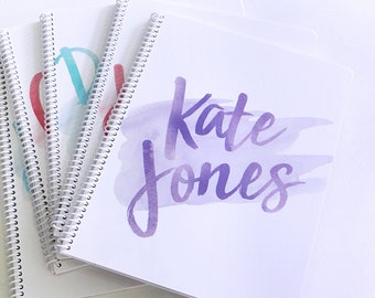 Personalized spiral notebooks - Back to school gift - 50 lined pages - Notebook with child's name - Watercolor name - Customizable