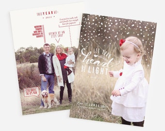 Christmas card with photos - Let your heart be light - Family facts - Falling snow - Holiday card - Family updates - Customizable