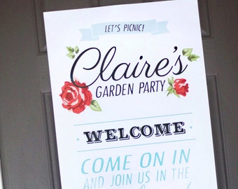Printable welcome sign - Garden party birthday - Farmers market birthday - Picnic birthday - Bridal shower - Baby shower - Customizable