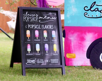 Printable popsicle truck flavors sign - Popsicle sign - Food truck menu - Ice cream truck birthday party - Popsicle party - Customizable
