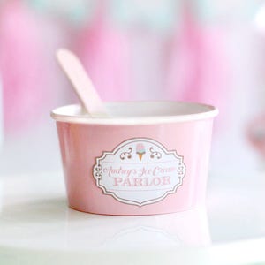 Ice cream parlor stickers - Ice cream container labels - Ice Cream party tags - Sweet Shop social - Pink mint birthday party- Customizable