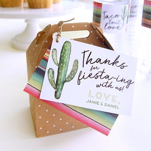 Taco Bout Love favor tags - Fiesta Party favor - Cactus Thank you tags - Baby shower - Bridal Shower - Southwest Serape - Customizable